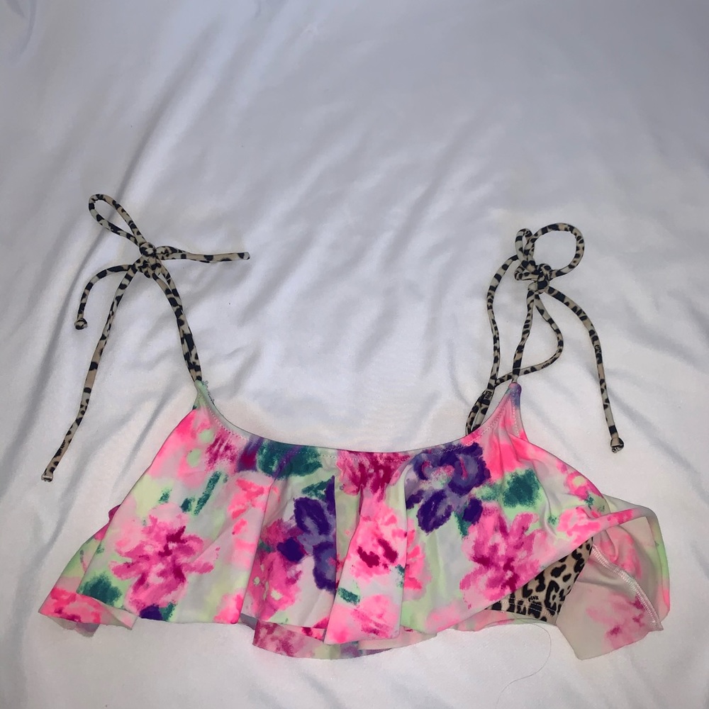 Floral bikini with cheetah print underneath